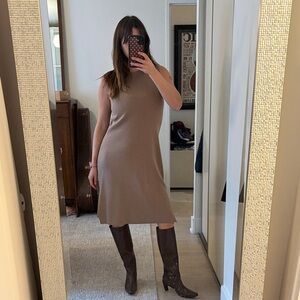 Babaton Taupe Midi Knit Dress